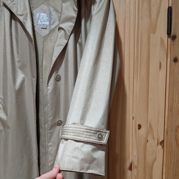 Women's Vintage 80's Elan hooded Trench Coat - champagne color - size 10 - Picture 13 of 15